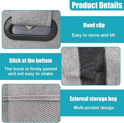 Car Trunk Organizer, Collapsible Multi-Compartment Auto Storage Box with 4 Pockets, Waterproof Oxford Fabric Car Trunk Container Accessories for Sedan SUV Truck (Grey)