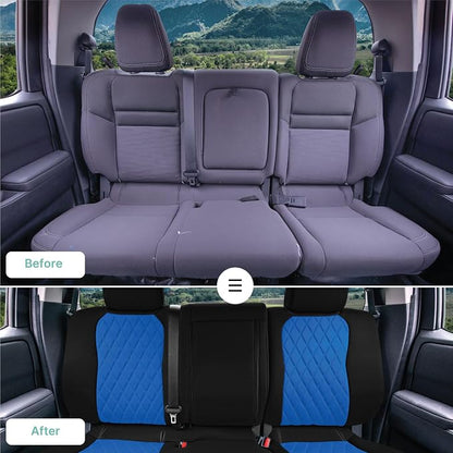 FH Group Custom Fit Car Seat Covers Specifically Made for 2022-2026 Nissan Frontier, Rear Set Blue Ultraflex Neoprene Waterproof Automotive Seat Covers for Pickup Truck, Nissan Accessories