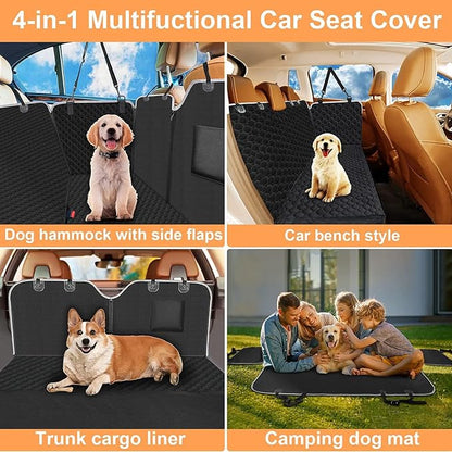 Mancro Dog Car Seat Cover, 2026 Upgraded 600D Heavy Duty Waterproof & Scratch-Resistant Dog Hammock for Car, Back Seat Pet Cover for Dogs with Sedan and Truck, X-Large, Black