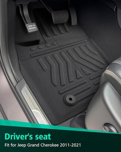 Floor Mats for Jeep Grand Cherokee: 2011-2021(Not for L), All Weather Floor Liners Car Accessories for Grand Cherokee 2021 2020 2019 2018 2017 2016 2015 2014 2013 2012 2011, 3PCS Lightweight Tough XPE