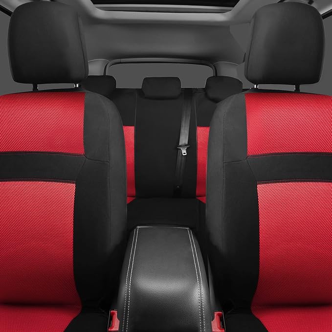 CAR PASS Rainbow Universal Fit 3D Air Mesh Car Seat Cover with 5mm Composite Sponge Inside,Airbag Compatible (Black Red)