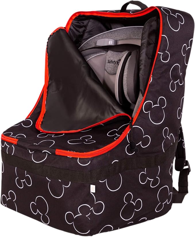 J.L. Childress Disney Baby Padded Backpack Car Seat Bag - Travel Bag for Airplane, Fits Most Baby & Infant Car Seats, Boosters, & Carriers, For Gate or Baggage Check - Ultimate, Mickey Mouse, Black