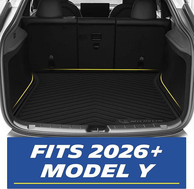 Michelin Vehicle Mat, All-Weather TPE Custom Fit Liner for Tesla Model Y 5 Seat Floor Mats 2025-2027 (3 Piece), Premier