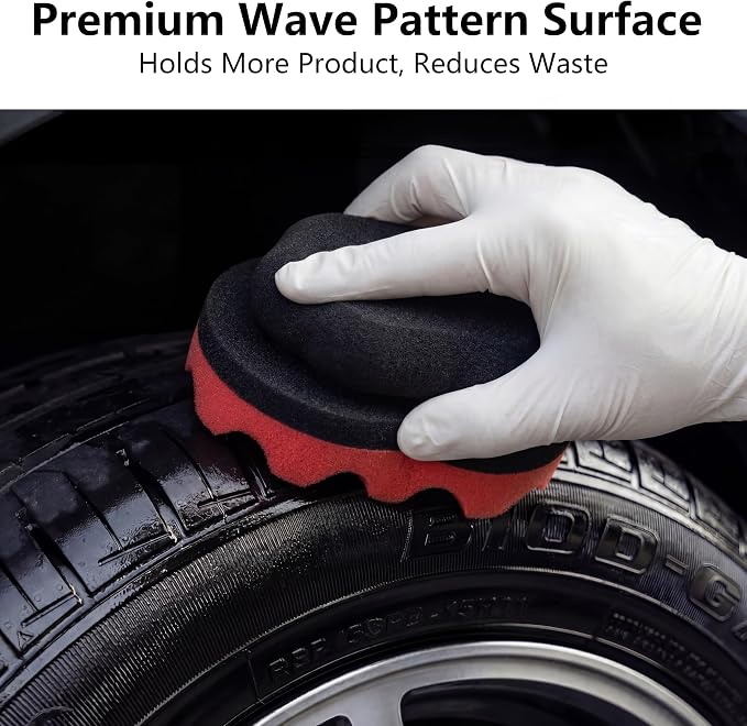 4 Pack Large Tire Shine Applicator Pad - Hex Grip Tire Applicator Sponge, Reusable Foam Sponge Tool for Car Detailing, Ideal for Applying Tire Shine & Tire Cleaner After Car Wash, Car Cleaning