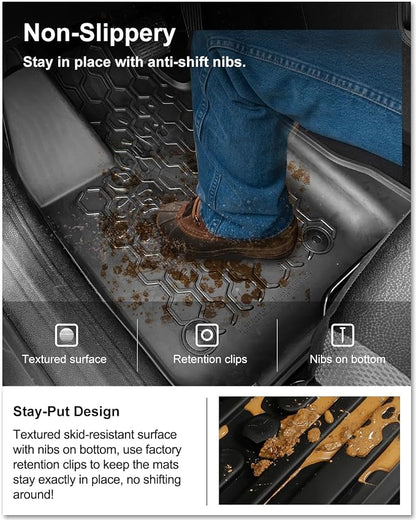 KIWI MASTER Floor Mats & Cargo Mat for 2015-2023 Jeep Renegade, OEM Replacement 82214194 82214195, All Weather Car Mats, Custom Fit TPE Floor Liners, Front & Rear & Tray Trunk Mat Set, Black