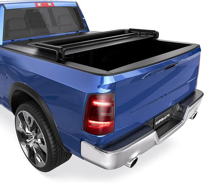 KUIPERAUTO Soft Tri 5.8FT Tonneau Cover Compatible for 2009-2026 Dodge Ram 1500 Fleetside (Classic & New Body) W/o Ram Box Truck Bed