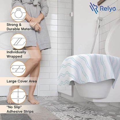 Relyo Disposable Toilet Seat Cover for Travel – 20 Pack with Covers Wrapped in Sets of 2, Non-Flushable Liners, Fits Most Seats – Kids, Toddlers, Adults (Waves, 20)