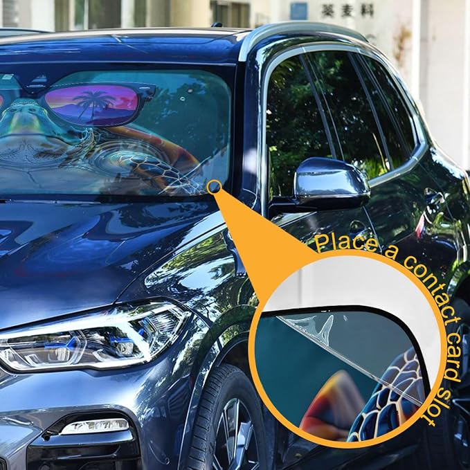 Windshield Sun Shade Sea Turtle Summer Front Window Block UV Shades Visor Reflective Retractable for Car SUV Trucks