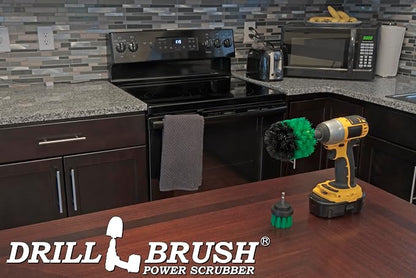 2 Piece Green Medium Stiffness Drill Rotary Cleaning Drillbrushes for Cleaning Kitchen, Cabinet, Counter, Linoleum, and General Purpose Scrubbing by Drillbrush