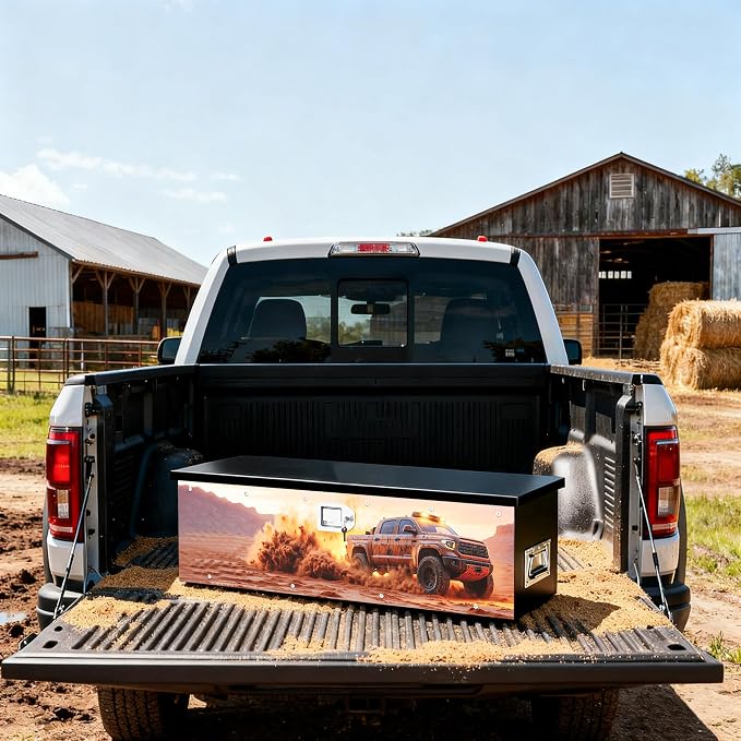 Truck Bed Tool Box, Truck Toolbox compatible with Tacoma, 38.5 x 11.6 x 9.6 Inches, Alloy Steel, Lockable, Weathertight, Flip Top, Pickup Truck Storage