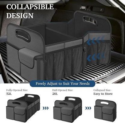 Femuar Car Trunk Organizer, Car Storage Organizer with Large Capacity Waterproof Collapsible Trunk Organizer for Car Suv/Jeep/Sedan (Grey, Standard)