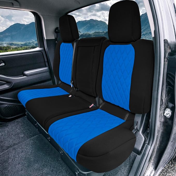 FH Group Custom Fit Car Seat Covers Specifically Made for 2022-2026 Nissan Frontier, Full Set Blue Ultraflex Neoprene Waterproof Automotive Seat Covers for Pickup Truck, Nissan Accessories