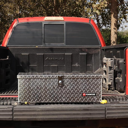 FORWODE 30 Inch Truck Bed Tool Box, Aluminum Heavy Duty Trailer Tool Box for Pickup Truck Bed RV, Toolbox Storage Box with Handle and Lock - Silver
