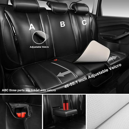 CAR PASS Ultra+ Nappa Patent Leather Car Seat Covers Full Set Universal Cushioned,Soft Breathable Waterproof Anti-Slip Driver Seats Backrest for SUV Pick-up Truck Sedan,5 Seats Aether Lustre All Black