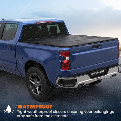 KUIPERAUTO Tri Hard Truck Bed Tonneau Cover Truck Bed Compatible for Chevrolet Silverado/GMC Sierra 2007-2013 1500 (Excl. 07 Classic) Fleetside - w/Standard Box 6.5 FT (78 inch)