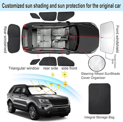 TINGLU Window Shades for Ford Explorer SUV 2011-2019 8PCS Accessories Full Windows Rear Triangular Windshield Sun Shade Sun UV Rays Privacy Protection