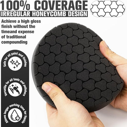 Black Polish Pad, Buffing Polishing Pads, 1Pc 5.5 Inch Face for 5 Inch 125mm Backing Plate Compound Buffing Sponge Pads for Car Buffer Polisher Compounding, Polishing and Waxing