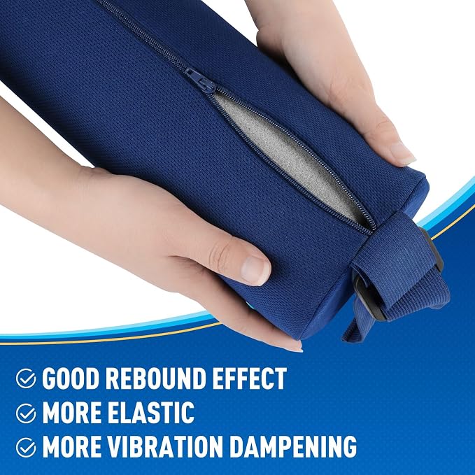 CushZone Lumbar Roll Support Pillow for Office Chair, Car, Gaming Chair, Memory Foam Back Cushion with Washable Cover for Relieving Back Pain & Improving Posture,Blue