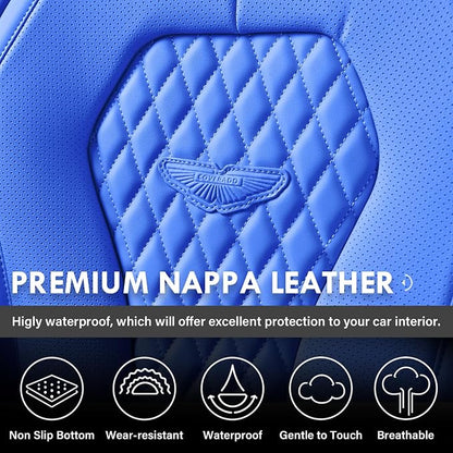 Coverado Automotive Seat Covers Front Seats, Seat Covers 2 Pack, Blue Car Seat Cover, Waterproof Auto Seat Covers, Car Seat Cushion, Front Car Seat Covers Leather Car Seat Protector Fit for Most Cars
