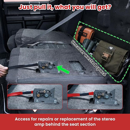 Kaishengyuan Upgraded Rear Seat Quick Release with Elastic Rope Compatible with Ford F-150 (2009+) & F-250/350 (2017+)
