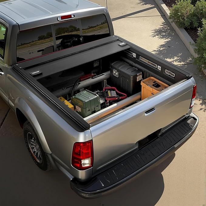 VEVOR Retractable Tonneau Cover, 5.5 ft Hard Retractable Tonneau Cover with Built-in Drainage Pipe for 2009-2024 Ford F-150 Crew Cab, Customized Design with Double-Lock & T-Slot