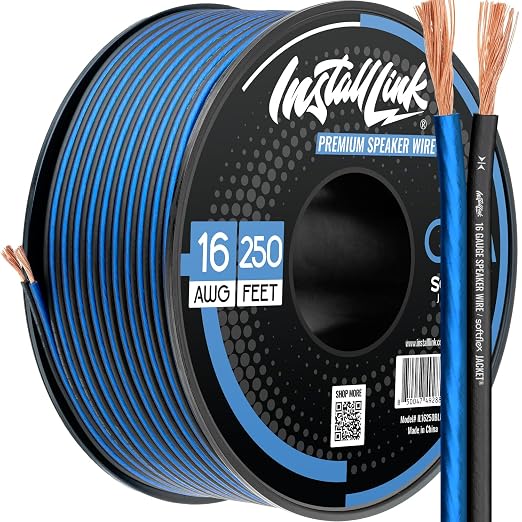 16 AWG Gauge Speaker Wire Cable Stereo, Car or Home Theater, CCA (250 Feet) by Install Link