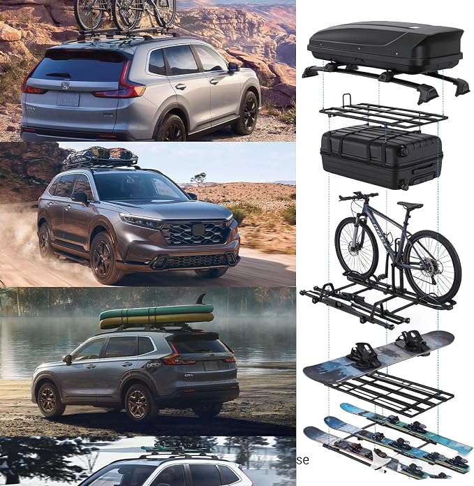 220lbs Roof Racks Cross Bars, Compatible with Honda CRV CR-V 2023 2024 2025 (Only for Side Rails), Heavy Duty Aluminum Roof Rails Crossbars Rooftop Luggage Racks Carrier Snowboard Skiboard Black