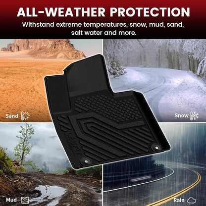 LASFIT Floor Mats & Backrest Mats & Cargo Mats for KIA Sorento 7 Seats 2020 2019 2018 2017 2016, All Weather TPE Custom Fit Floor Liners for KIA Sorento 1st & 2nd & 3rd Row Full Set Car Mats, Black