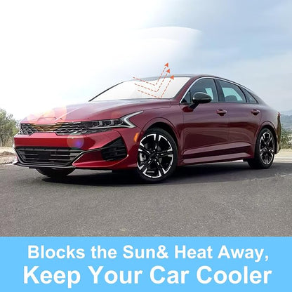 TINGLU Sun Shade for Hyundai Sonata 2021-2024 2025 2026 Kia K5/2020-2026 Accessories Windshield Sun Shade Window Shade UV Rays Protection Sun Visor Cover with Steering Wheel Sunshade Storage Bag