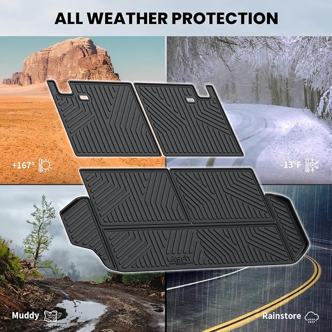 LASFIT Cargo Mat&Backrest Mat for Toyota 4Runner 2025-2026 (Only Fit 7-Seats), All Weather TPE Custom Fit Easy Clean Durable No-Curling Cargo Liner for 6th gen 4 Runner Cargo Mat, Black