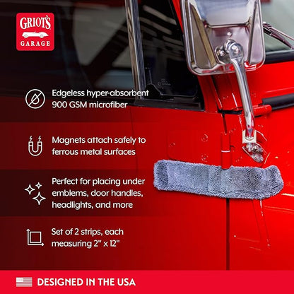 Griot's Garage PFM Trickle Trap, Hyper-Absorbent Car Drying Pads, Prevents Water Spots and Etching, Machine Washable, XL 2" x 12”, Set of 2
