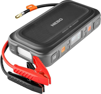 NEBO Assist 1500A Jump Starter & Air Compressor | 1500 Peak Amps, 44.4Wh Portable Car Jump Box for 12V Vehicles & Tire Inflator with Auto Shut-Off, Spark-Proof, USB-C Power Bank, Emergency LED Light