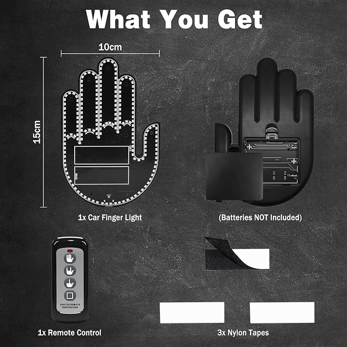 DIBMS Car Gesture Decorative Lights, Ambient Lighting, Rechargeable LED Gesture Lights for Car Road Rage LED Signs Calm Road Rage, Remote Control Triple Mode Fun Finger Lights (White)
