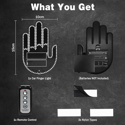 DIBMS Car Gesture Decorative Lights, Ambient Lighting, Rechargeable LED Gesture Lights for Car Road Rage LED Signs Calm Road Rage, Remote Control Triple Mode Fun Finger Lights (White)