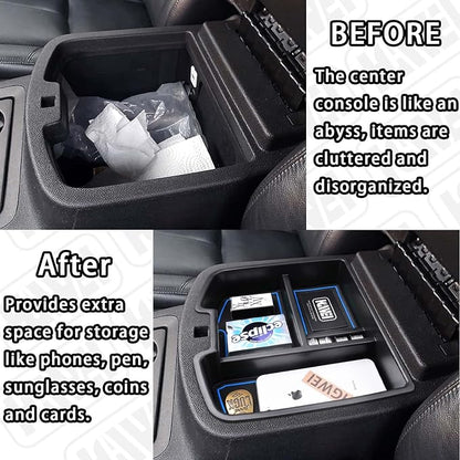 HGWEI Center Console Organizer Compatible with 2007-2014 Chevy Silverado GMC Sierra Avalanche Tahoe Suburban Yukon Yukon XL Accessories, Floor Mounted Center Console ONLY,Blue Trim