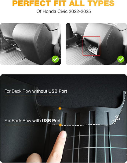 3W Floor Mats Fit for 2022-2025 2026 Honda Civic & Acura Integra 2023-2025(Not Fit Hybrid/Manual), Custom Fit Floor Liner for 1st 2nd Row Full Set TPE All-Weather Car Liners Black