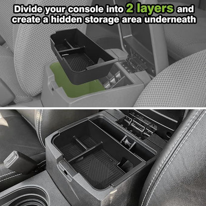 Muslogy Center Console Organizer Compatible with 2005-2021 Nissan Frontier & 2005-2012 Nissan Pathfinder Accessories Middle Console Divider Storage Box Armrest Insert Tray with Anti-Slip Mats