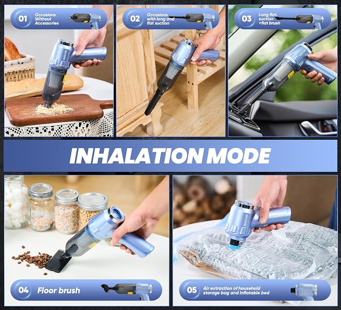 Portable Cordless Handheld Vacuum Cleaner with 15000PA, 120W Air Duster, Brushless Motor, Mini Car Vacuum for Car and Home