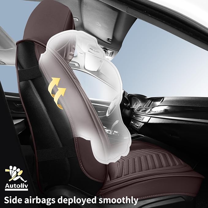 HChengkikz Nappa Leather Car Seat Covers Full Set, Brown Car seat Protector 5 Seats, Waterproof Car Seat Cushion, Universal Automotive Seat Covers Fit for SUV Truck Pick-up Sedan, Front and Rear