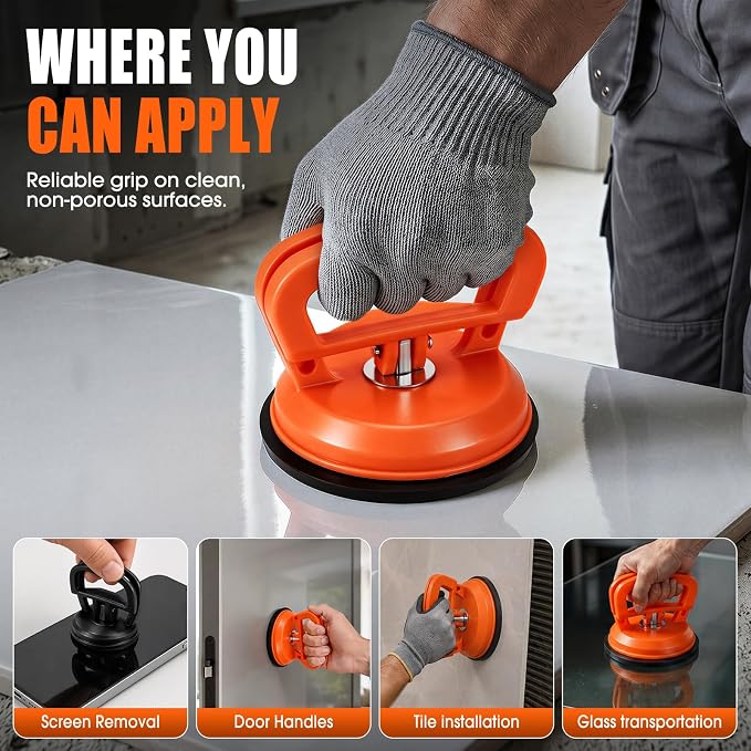 Car Dent Puller,Suction Cup Dent Puller,Dent Remover Tool for Car | 3-Pack Paintless Car Dent Remover Kit for Auto Body & Hail Damage,Glass/Tiles Lifting & Heavy Object Moving (Orange+Black)