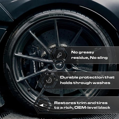 Blackline Car Care - Blackout Trim & Tire Dressing - Best Tire Shine No Sling Formula - Water Based Protection for Car Tires & Trim - Safe for Cars, Trucks, SUVs & More - 16 fl oz (Pack of 4)
