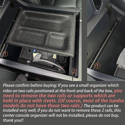 JDMCAR Compatible with Toyota Tundra Accessories 2014-2021 Center Console Organizer, Insert ABS Black Materials Tray, Armrest Secondary Storage Box - Full Tray
