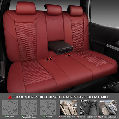 CAR PASS 3D Foam PU Leather Car Seat Covers Full Set,Luxury Breathable Faux Leather Seat Covers for Car,Anti Slip Universal Fit for SUVs Vans Sedan Trucks Automotive,Armrest Airbag Compatible Burgundy