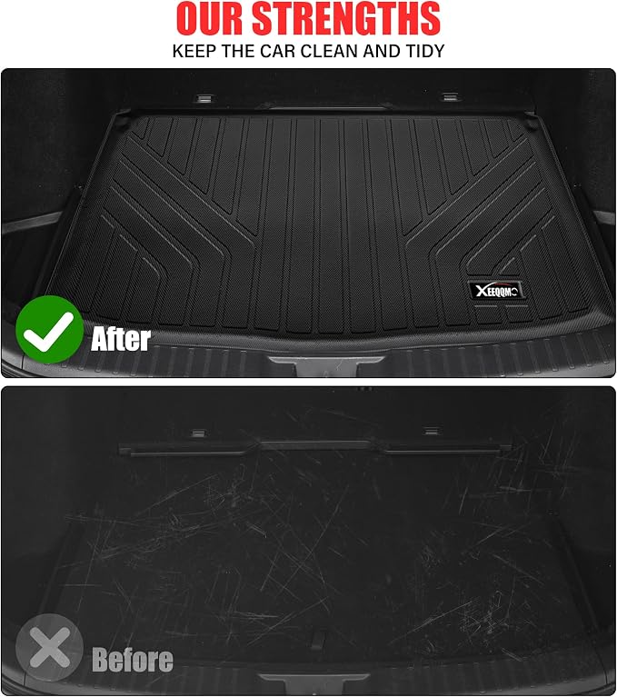 Floor Mats & Trunk Mat for 2020-2024 2025 Kia Soul All Weather TPE Protection Floor Liners Full Set with Cargo Liner for 2020 2021 2022 2023 2024 Kia Soul Accessories (Lower Floor of The Trunk)