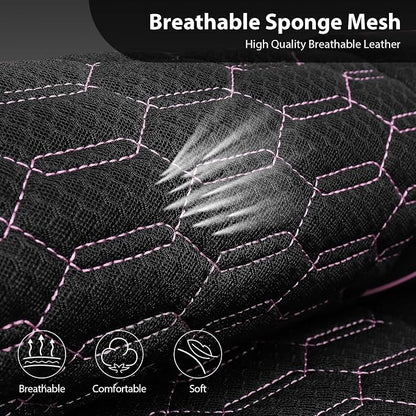 CAR PASS 3D Foam Mesh Leather Car Seat Covers Front Seats,Breathable Mesh Front Seat Covers for Women,Universal Fit for Cars SUV Truck Sedan Van Automotive, Armrest Airbag Compatible,Black and Pink