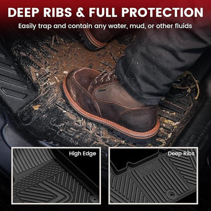LASFIT Floor Mats for Rivian R1T 2024 2023 2022, All Weather Floor Liner TPE Custom Fit Car Mats for Rivian R1T 1st & 2nd Row Rubber Mats, Black,Tasteless, Durable and Easy to Clean