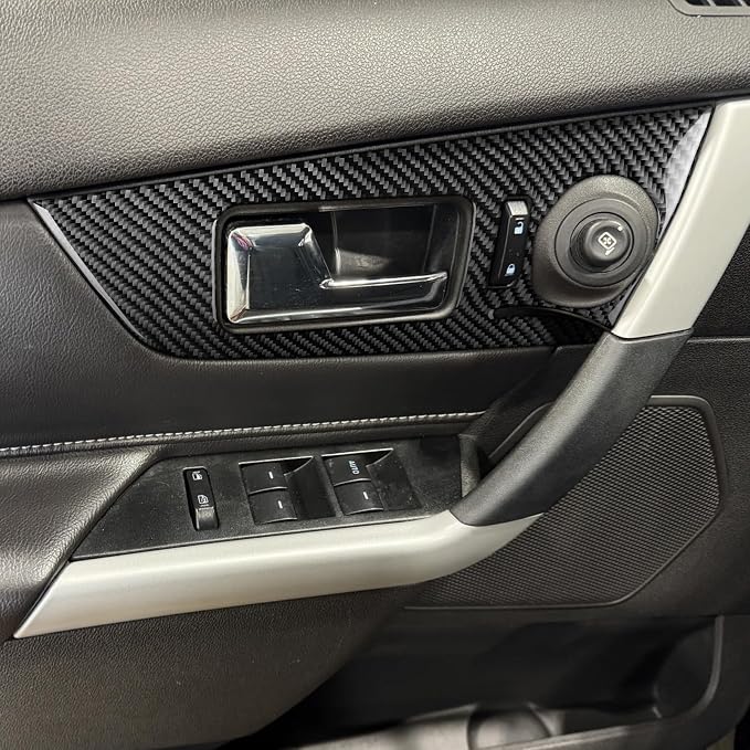 Premium Carbon Fiber Compatible with Ford Edge 2011-2014 2012 2013 SEL/Limited/SE/Sport Accessories Car Front Door Handle Panel Cover Interior Trim Sticker Decal Black 4PCS