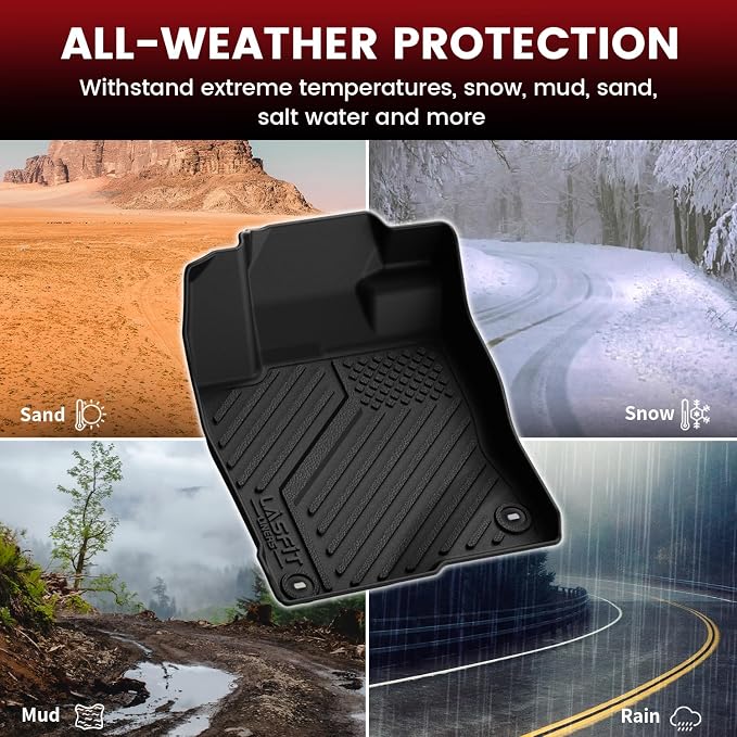LASFIT Floor Mats & Trunk Mat for Honda Civic Sedan 2016-2021, All Weather TPE Custom Fit Floor Liners for 2016 2017 2018 2019 2020 2021, 1st & 2nd Row & Cargo Mat, Black (Not for Hatchback/Coupe)