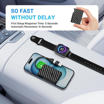 Apple CarPlay Wireless Adapter, Convert Wired CarPlay to Wireless, Bluetooth CarPlay Adapter for iPhone, Auto Connect Plug & Play Supports USB-A & USB-C, Compatible with 2016+ Cars & iOS 10+, Black