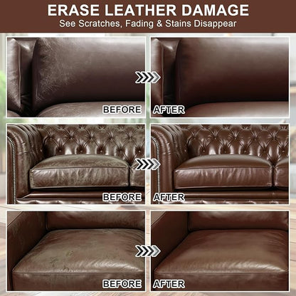 STARTSO WORLD 200Ml Leather Recoloring Balm with 100ML Leather Conditioner, Medium Brown Leather Repair Kit for Furniture, Leather Dye, Leather Scratch Repair, Leather Couch Paint